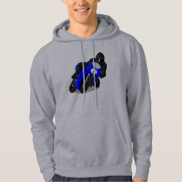 Motorcycle Rider Blue Street Bike Hoodie eller Tsh
