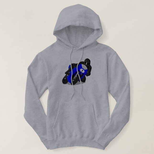 Motorcycle Rider Blue Street Bike Hoodie eller Tsh (Design framsida)