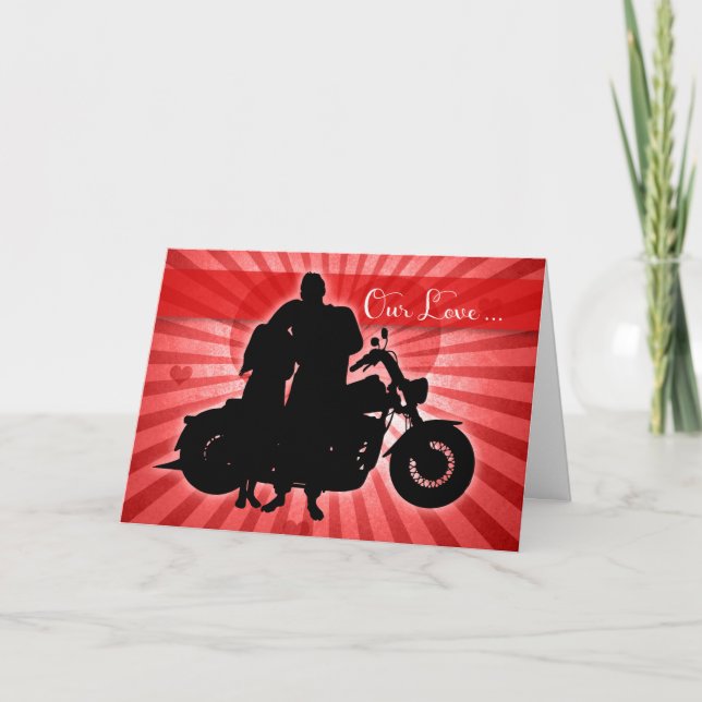 Motorcycle Rider Valentines dag Helgkort (Framsida)