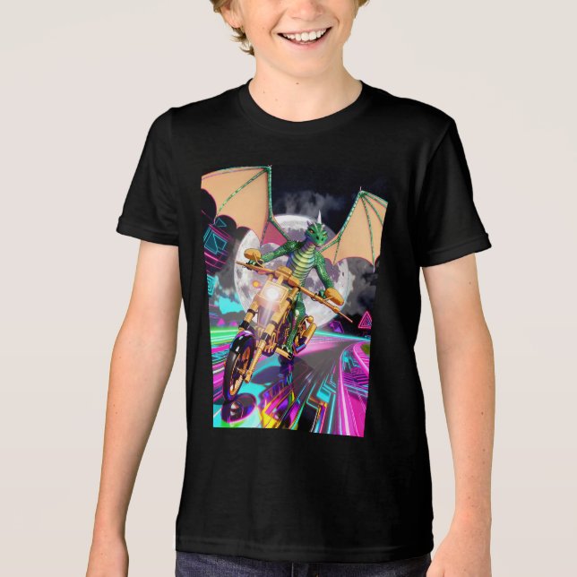 Motorcycle Riding Dragon T Shirt (Framsida)