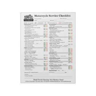 Motorcycle Service Checklist 8.5x11 Anteckningsblock
