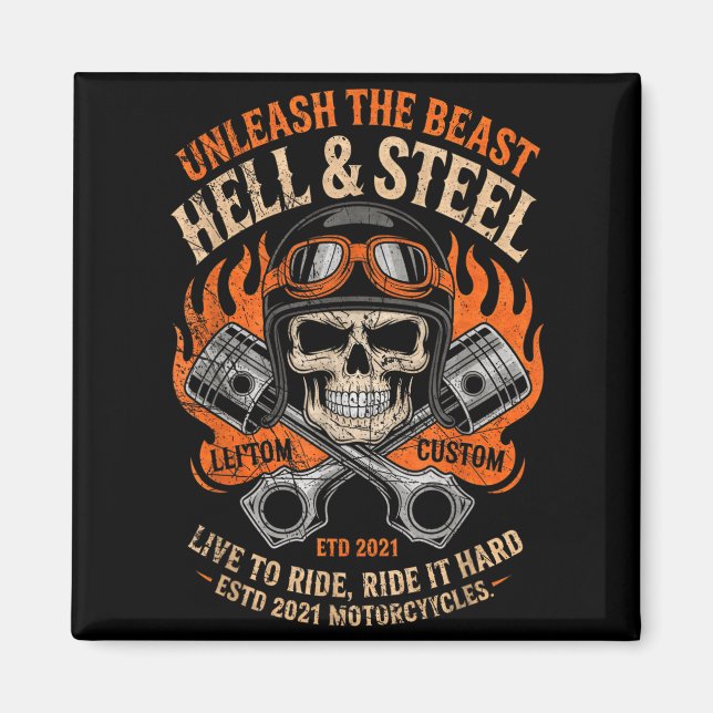 Motorcycle Skull And Ston Crossbones For Men Biker Magnet (Framsidan)