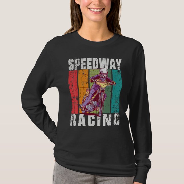 Motorcycle Speedway Racing Flat Track T Shirt (Framsida)
