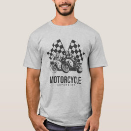Motorcycle Superbike Racing with Checkered Flags T Shirt