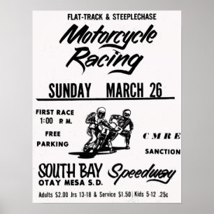 Motorcycle Tävla South Bay Speedway Otay Mesa Poster