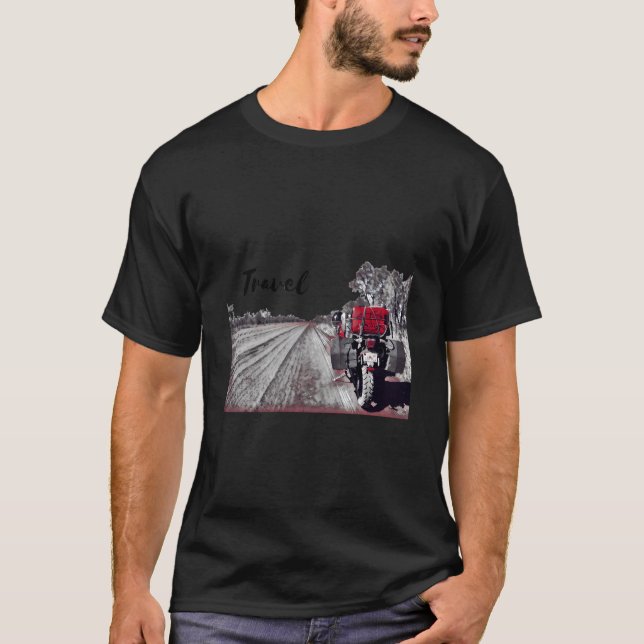 Motorcycle Travel Adventure Bike T Shirt (Framsida)