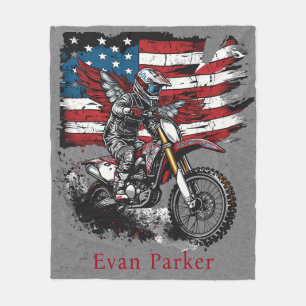 Motorcycle United Stater Flagga 00 Birthday Gift Fleecefilt