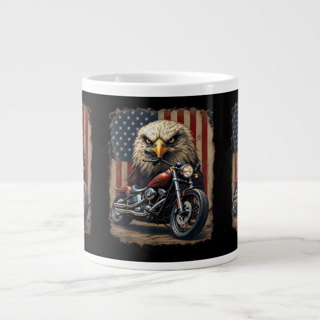 Motorcycle USA Flag Retro Biker Chopper Jumbo Mugg (Framsidan)