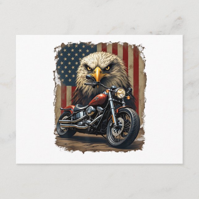 Motorcycle USA Flag Retro Biker Chopper Tilläggskort (Framsida)