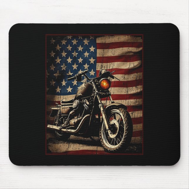 Motorcycle Usa Flag Retro Biker  Musmatta (Framsidan)