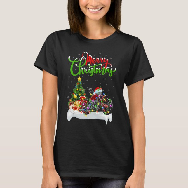 Motorcycle   Xmas Decorations Santa Motorcycle Chr T Shirt (Framsida)