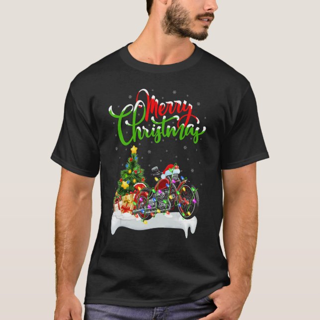 Motorcycle   Xmas Decorations Santa Motorcycle Chr T Shirt (Framsida)