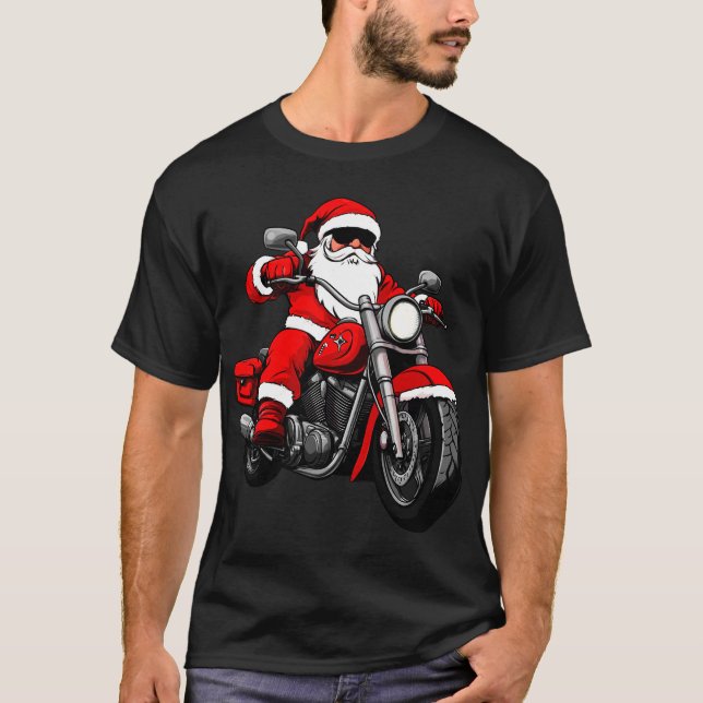 Motorcyclist Christmas T-Shirt (Framsida)