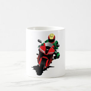 Motorcyclist Riding Red Sportcykel Kaffemugg