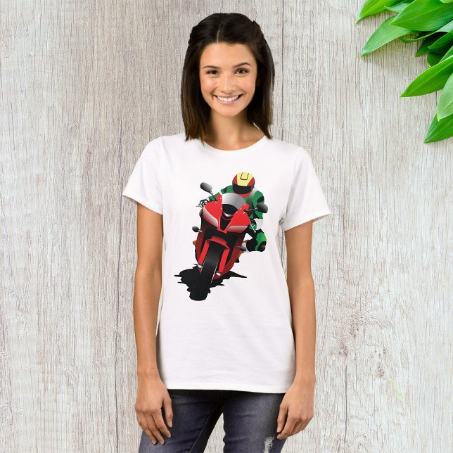 Motorcyclist Riding Red Sportcykel T Shirt (Skapare uppladdad)