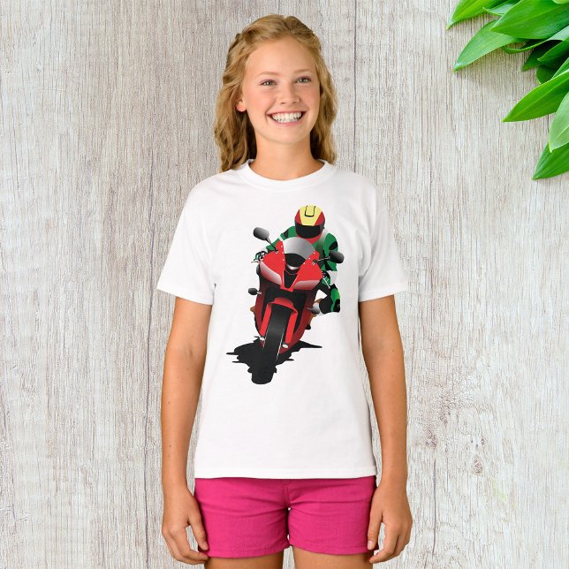 Motorcyclist Riding Red Sportcykel T Shirt (Skapare uppladdad)