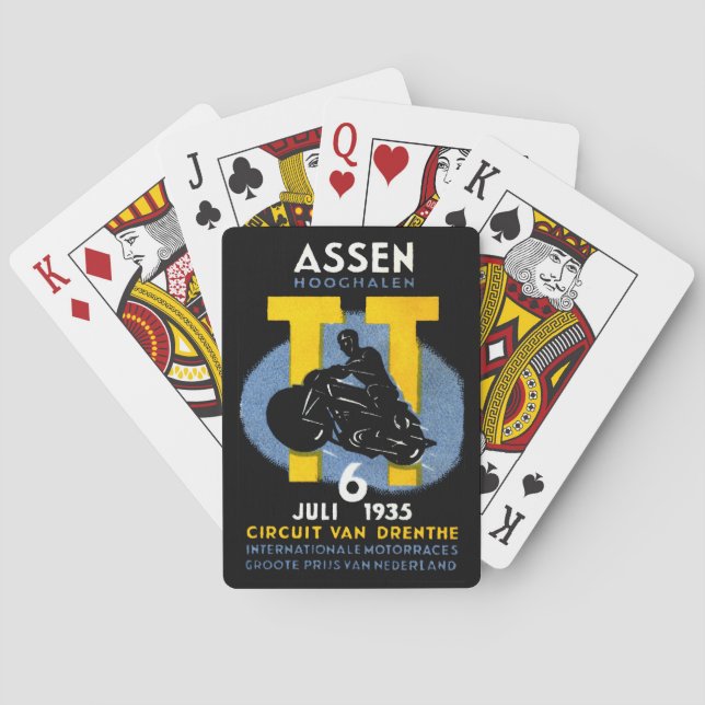 Motorcykel 1935 Internationell Tävling Spel Kort (Baksidan)