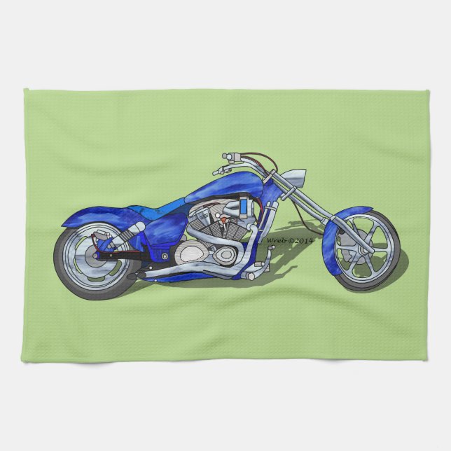 Motorcykel 1 - Blått Kökshandduk (Horisontell)