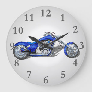 Motorcykel 1 - Blått Stor Klocka