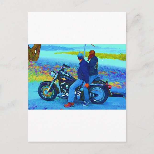 Motorcykel Älskare på Beacg Vykort (Framsida)