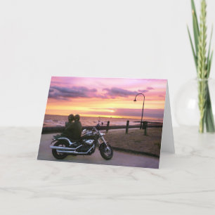 Motorcykel Älskare vid Sunset Kort
