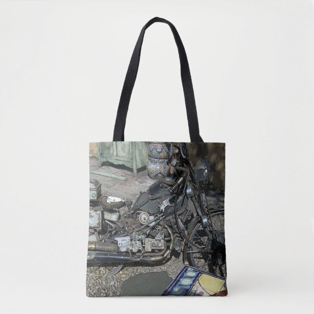 Motorcykel Art Tote Tygkasse (Framsida)