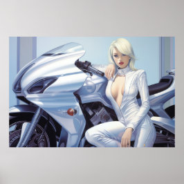 Motorcykel Babe airbrush art Poster