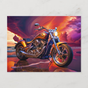 Motorcykel Beach Cloud Cinematic Autos Postkort Vykort
