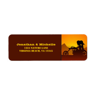 Motorcykel - bergssolnedgång/soluppgång Adress Returadress Etikett