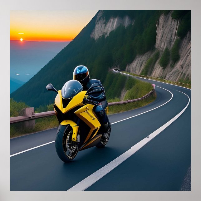 Motorcykel Bergsvägvy För Förare Poster (Framsidan)