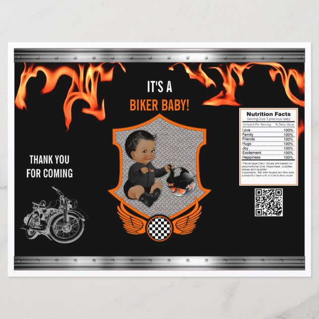 Motorcykel Biker Baby Orange Black Chip (Framsida)