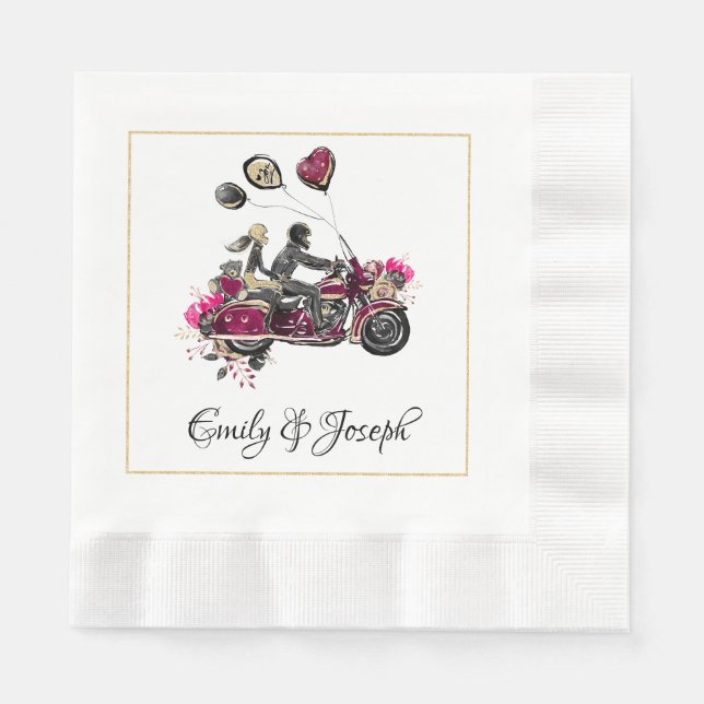 Motorcykel Biker Bröllop Napkins Pappersservett (Framsidan)