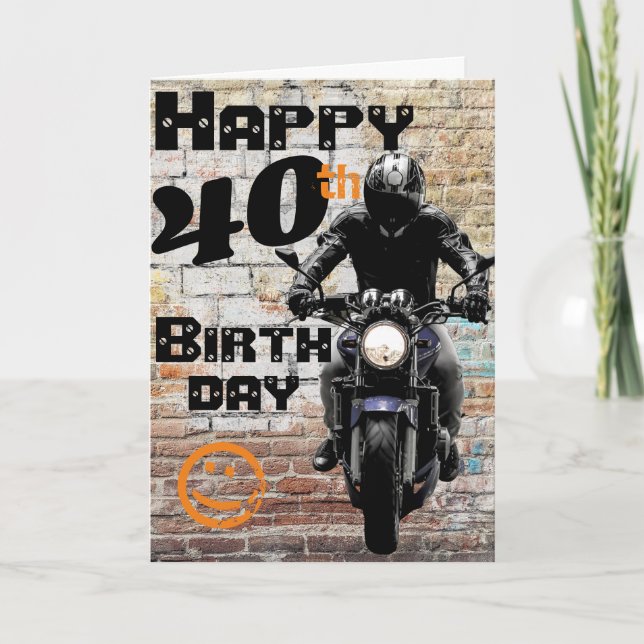Motorcykel "Birthday 40th still Har It Kort (Framsida)