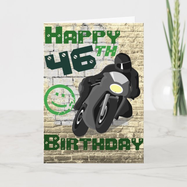 Motorcykel "Birthday 46th still Har IT Card" Kort (Framsida)