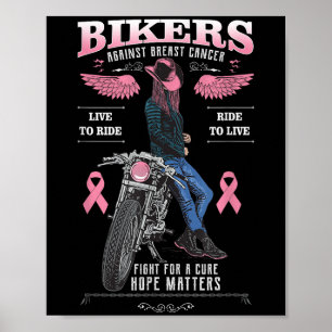 Motorcykel Breast Cancer Warriers and Survivors Su Poster
