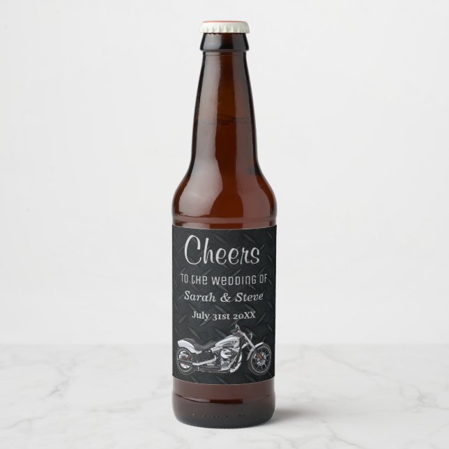 Motorcykel Bröllop Cheers Beer Label Ölflaska Etikett (Framsida)