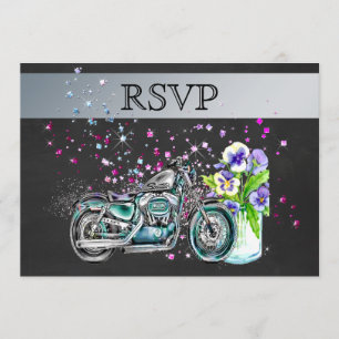 Motorcykel Bröllop RSVP med Masonburk Inbjudningar