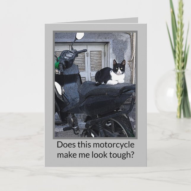 MOTORCYKEL CAT /HUMOR ANTECKNINGSKORT (Framsida)