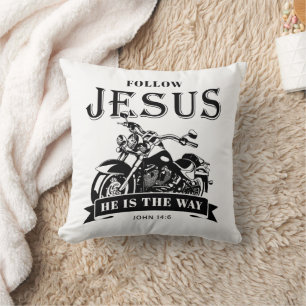 Motorcykel Christian Biker John 14:6 Följ Jesus Kudde