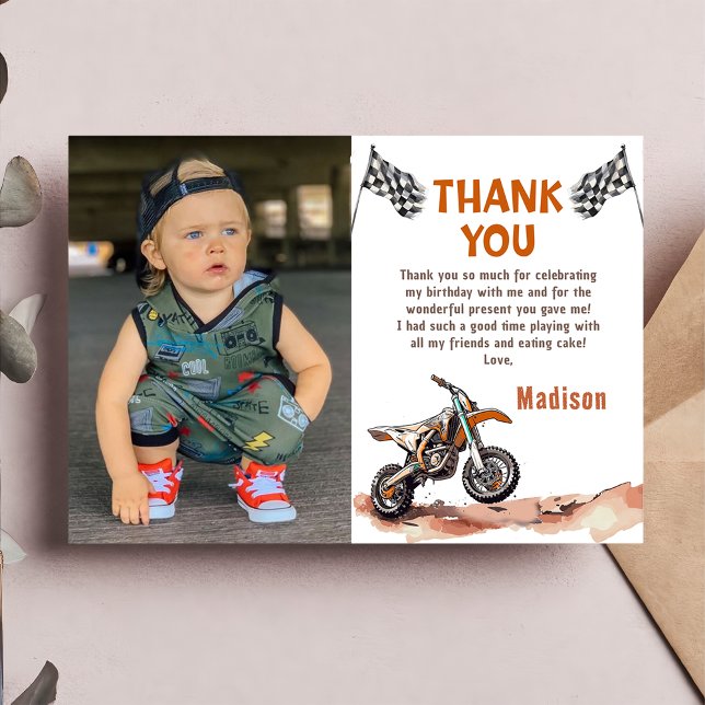 Motorcykel Dirt Bike Birthday Photo - tackkort Tack Kort (Skapare uppladdad)