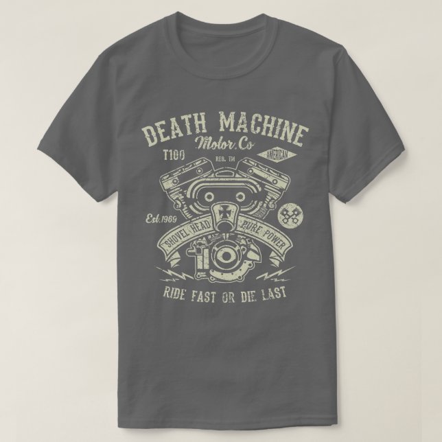 Motorcykel Död Maskin Motor Co T Shirt (Design framsida)