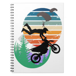 Motorcykel, fallskärm och utomhus anteckningsbok