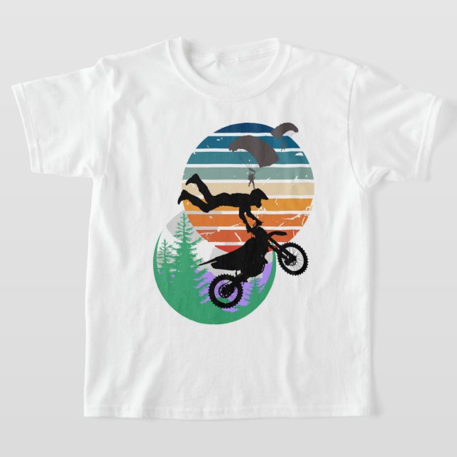 Motorcykel, fallskärm och utomhus t shirt (Laydown)
