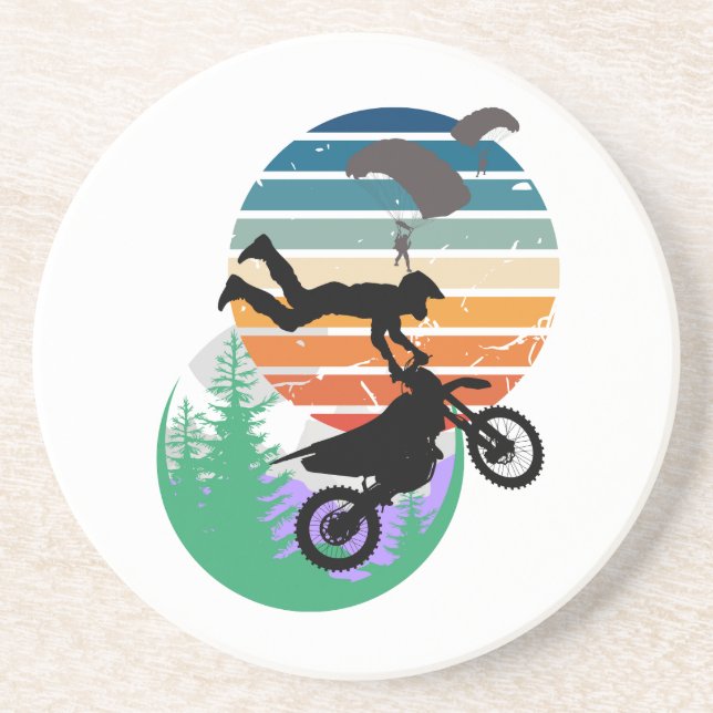 Motorcykel, fallskärm och utomhus underlägg (Framsidan)