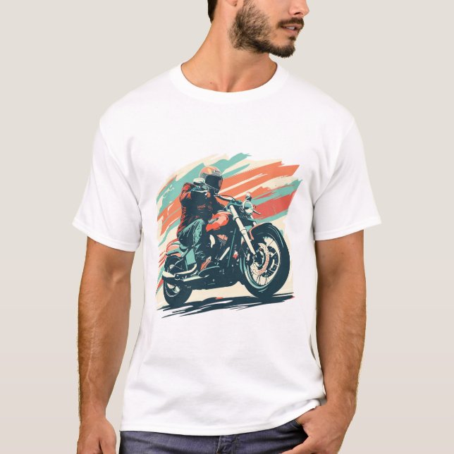 Motorcykel fantastisk biker rider touring t shirt (Framsida)