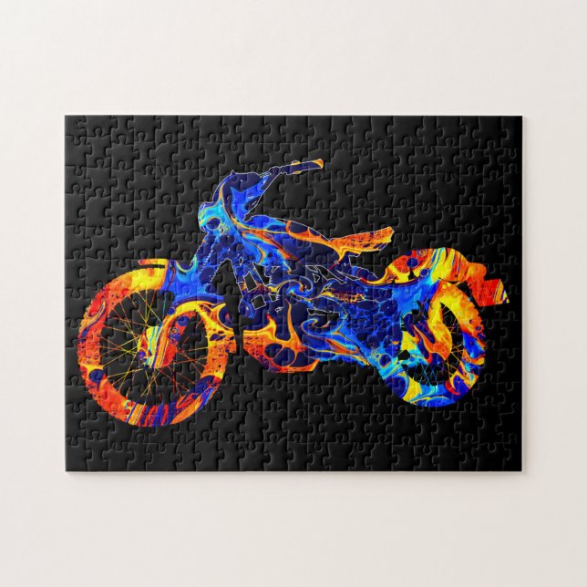 MOTORCYKEL FÄRGMÄTTAD MIX NEON FÄRG  PUSSEL (Horisontell)