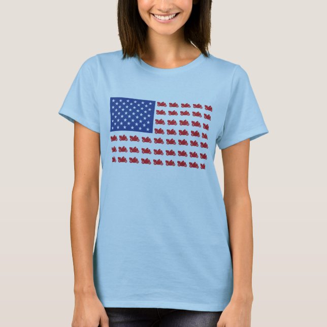 Motorcykel-Flagga-Cruiser T Shirt (Framsida)