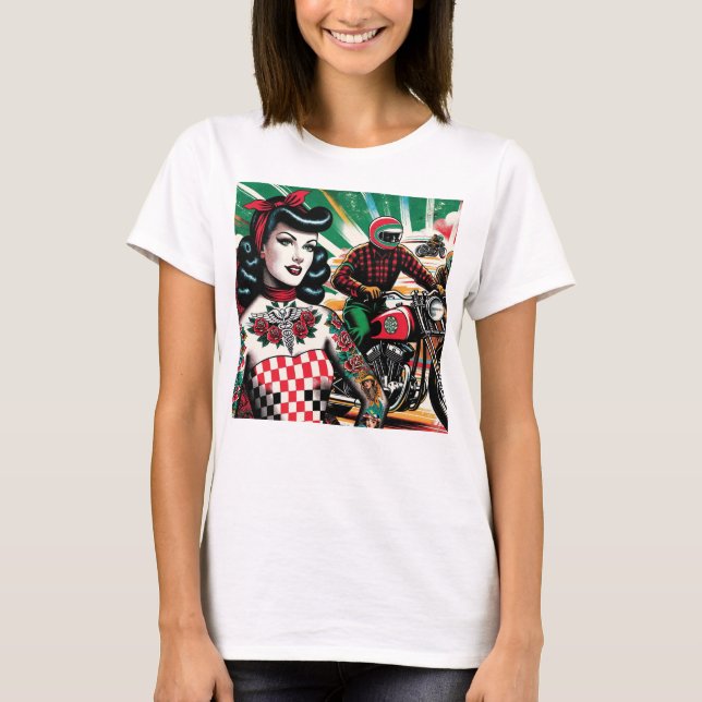 Motorcykel Flicka T Shirt (Framsida)