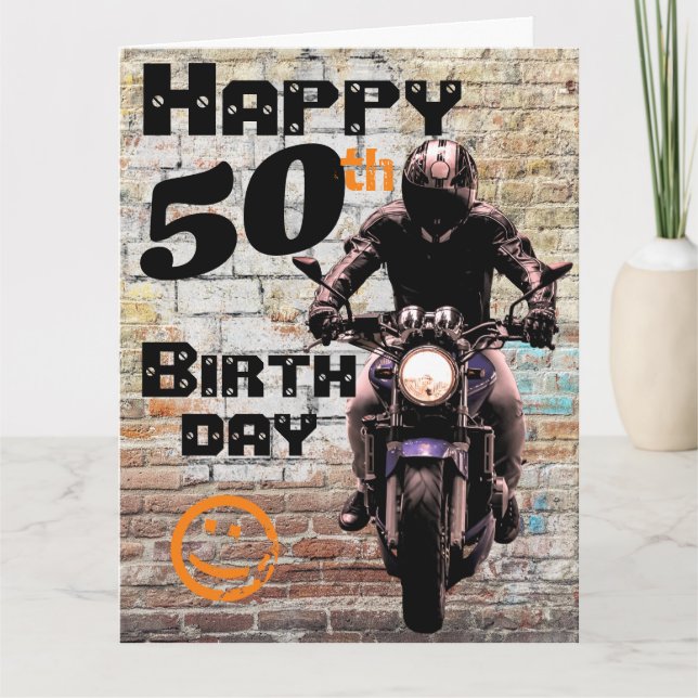Motorcykel 'Födelsedag 50 år Har Fortfarande Det Kort (Framsida)