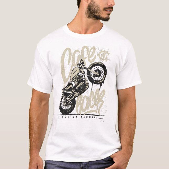 Motorcykel för caféracer vintage t shirt (Framsida)